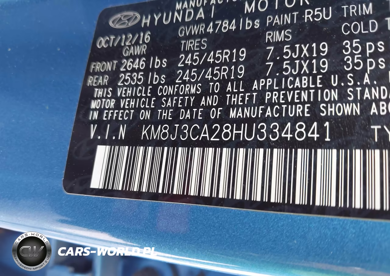 2017 Hyundai Tucson Sport VIN:KM8J3CA28HU334841 - 9
