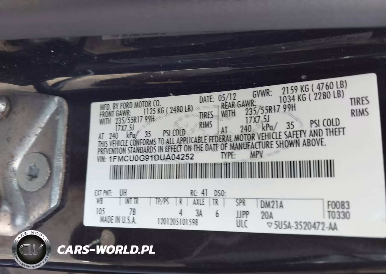2013 Ford Escape Se VIN:1FMCU0G91DUA04252 - 9