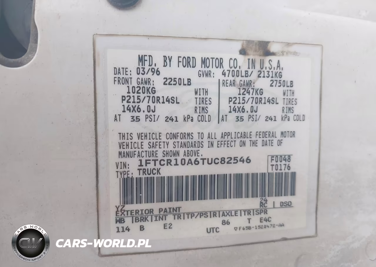 1996 Ford Ranger VIN:1FTCR10A6TUC82546 - 9