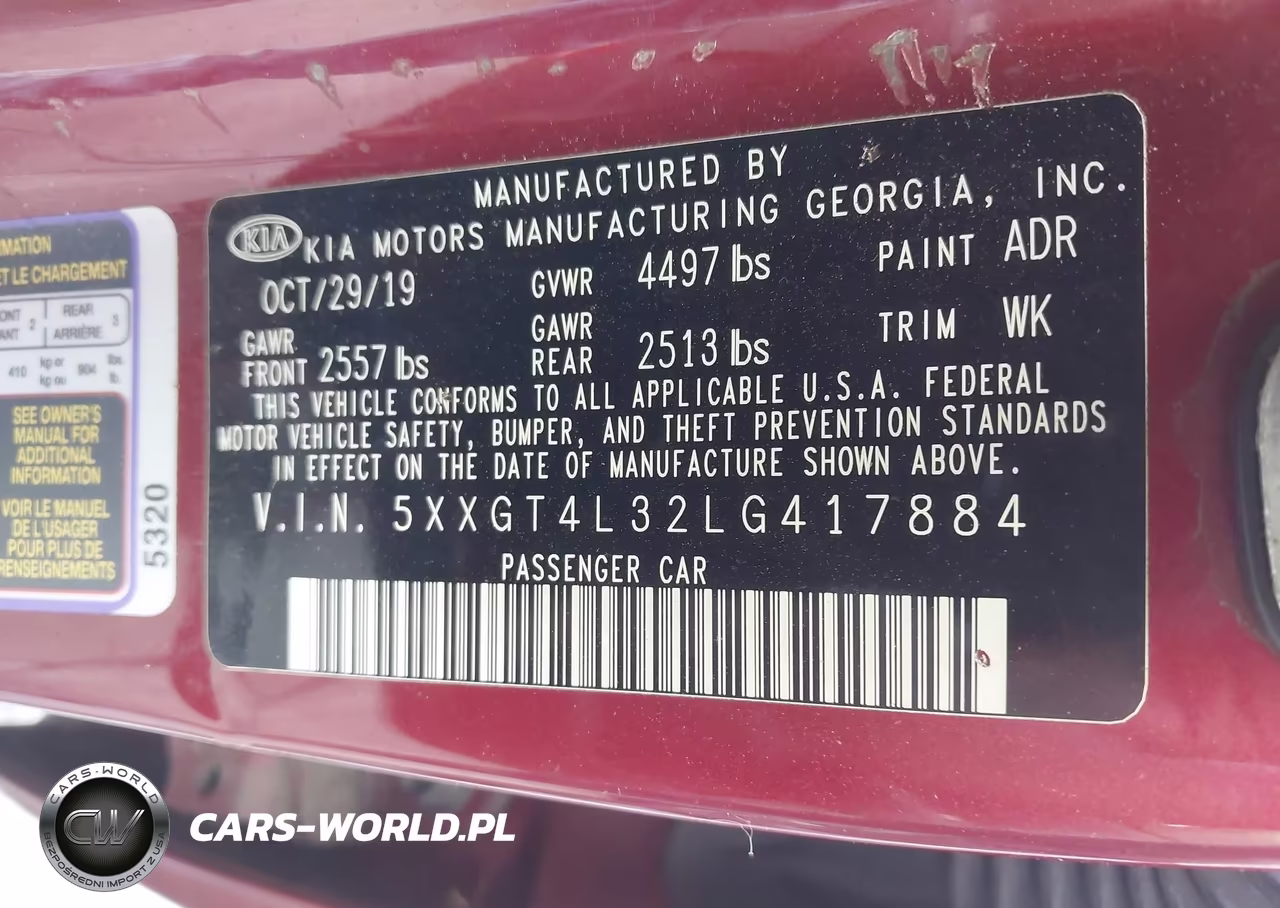2020 Kia Optima S VIN:5XXGT4L32LG417884 - 9
