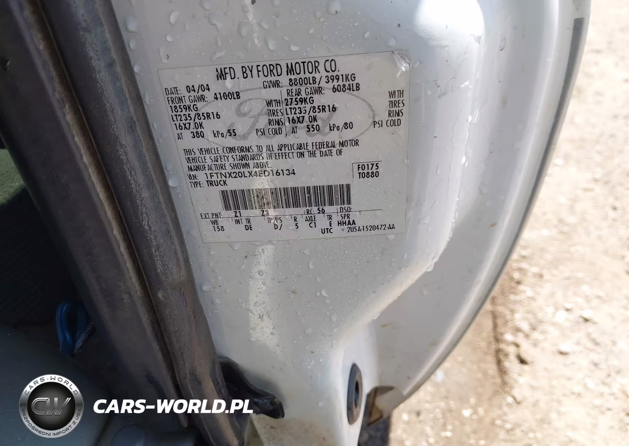 2004 Ford F-250 Lariat-Xl-Xlt VIN:1FTNX20LX4ED16134 - 9