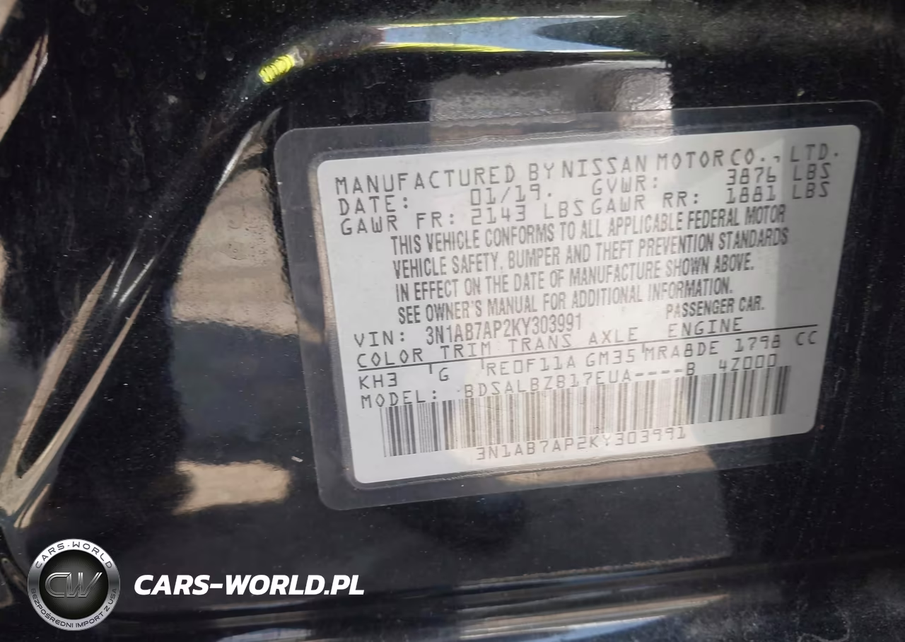 2019 Nissan Sentra S VIN:3N1AB7AP2KY303991 - 9