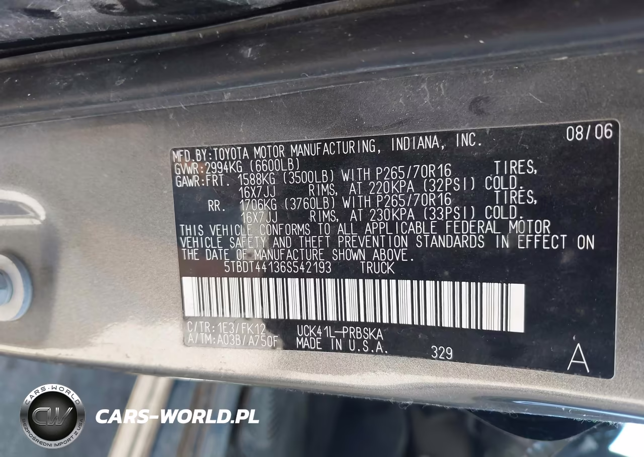 2006 Toyota Tundra Sr5 V8 VIN:5TBDT44136S542193 - 9