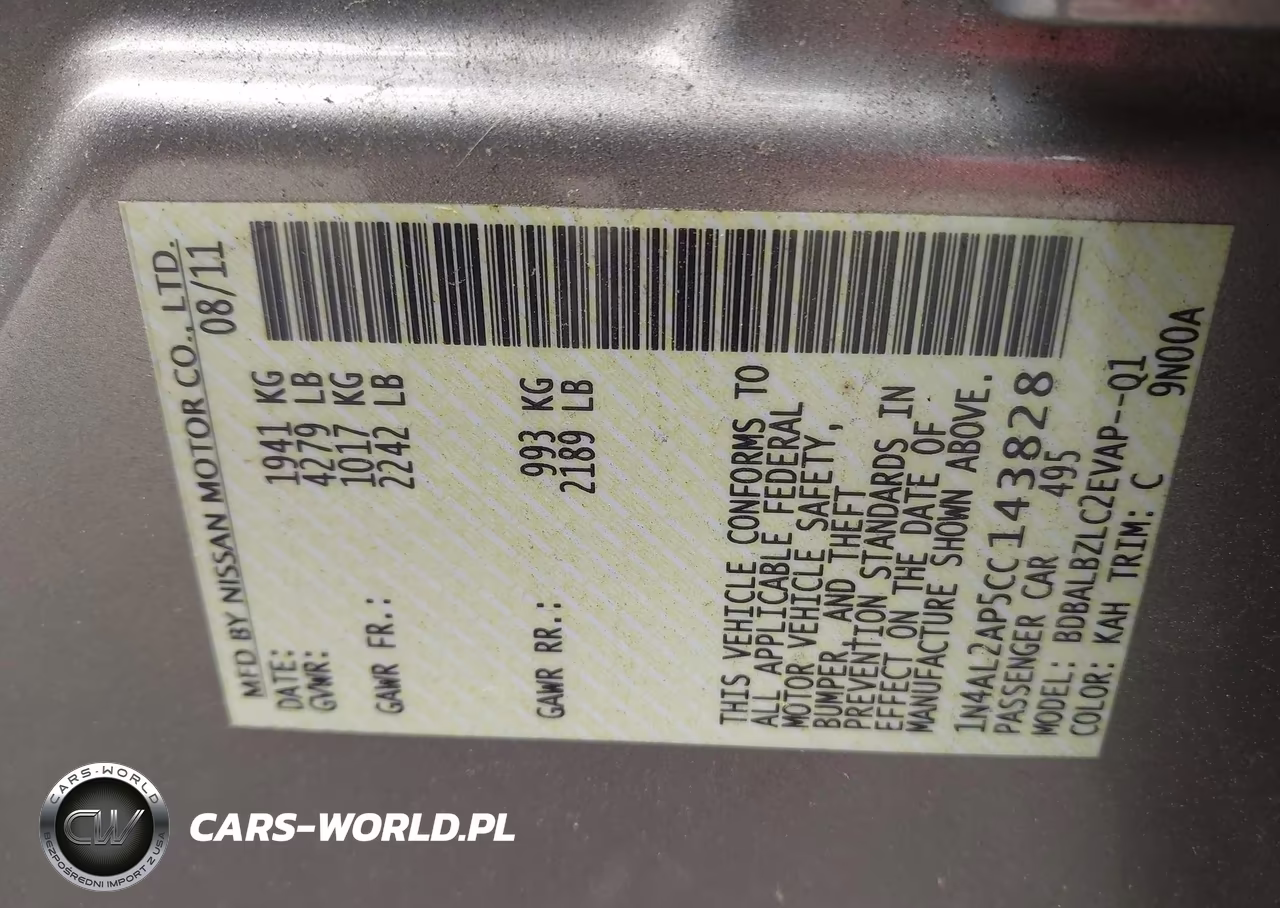 2012 Nissan Altima 2.5 S VIN:1N4AL2AP5CC143828 - 9