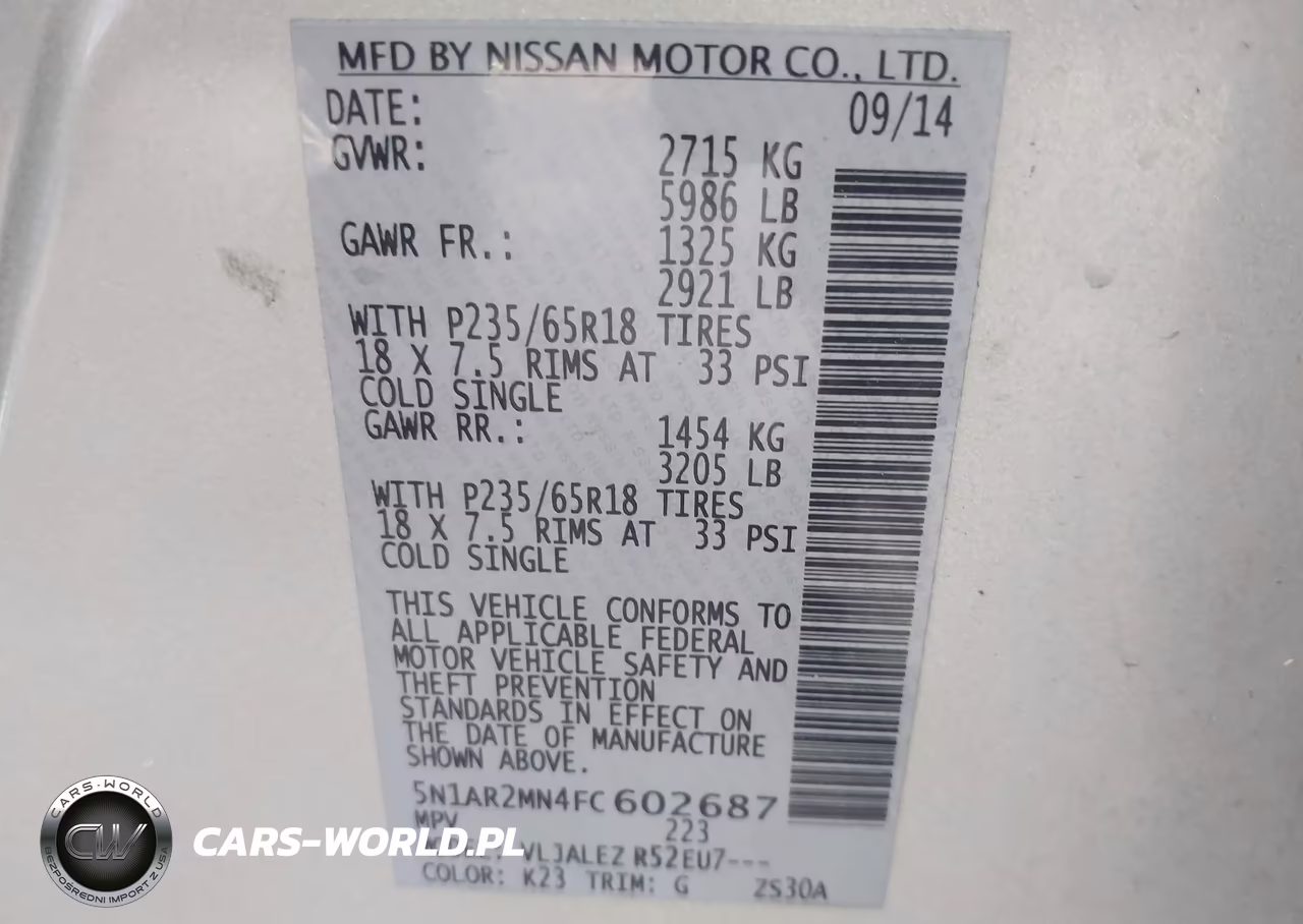2015 Nissan Pathfinder Platinum-S-Sl-Sv VIN:5N1AR2MN4FC602687 - 9
