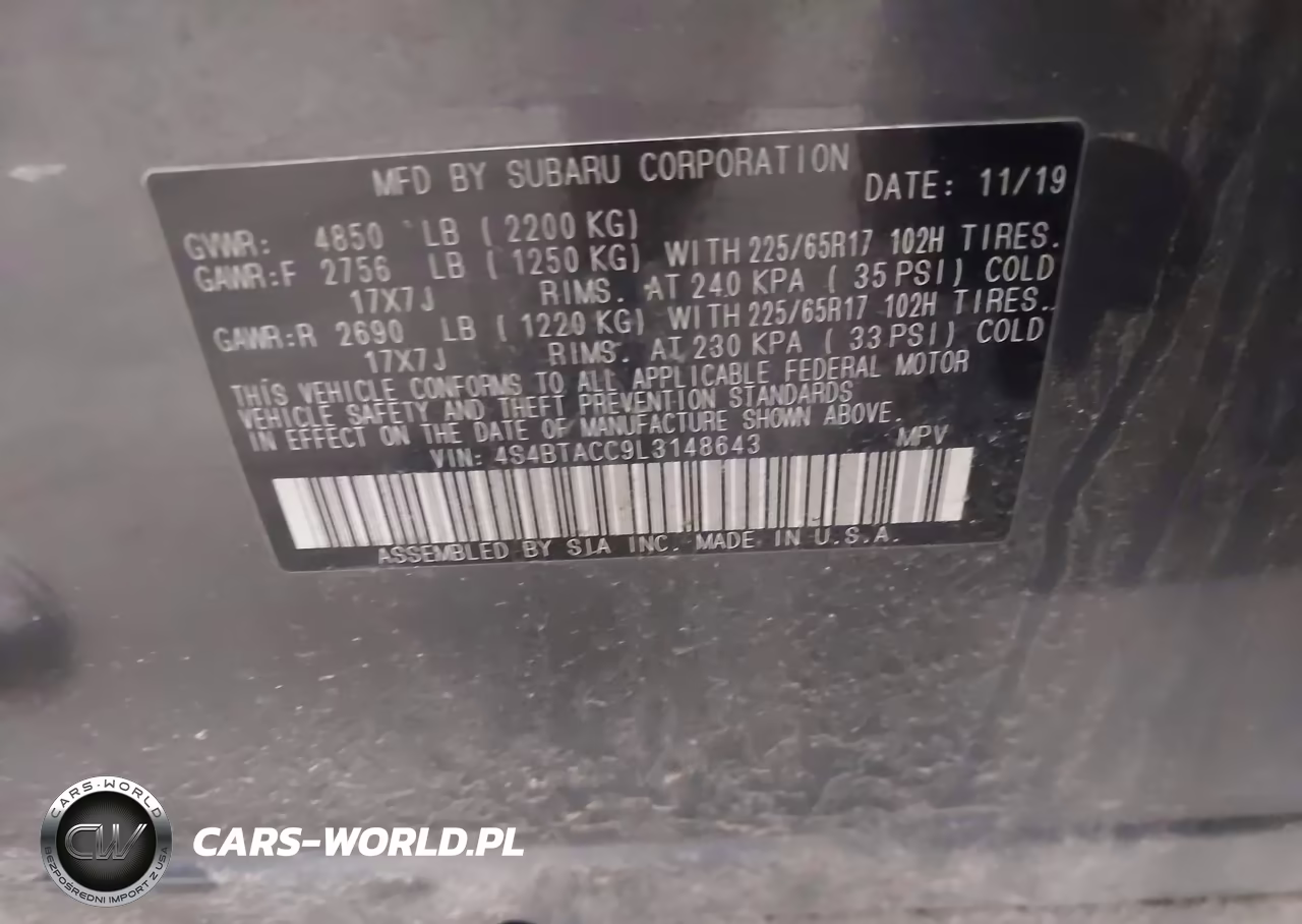 2020 Subaru Outback Premium VIN:4S4BTACC9L3148643 - 9