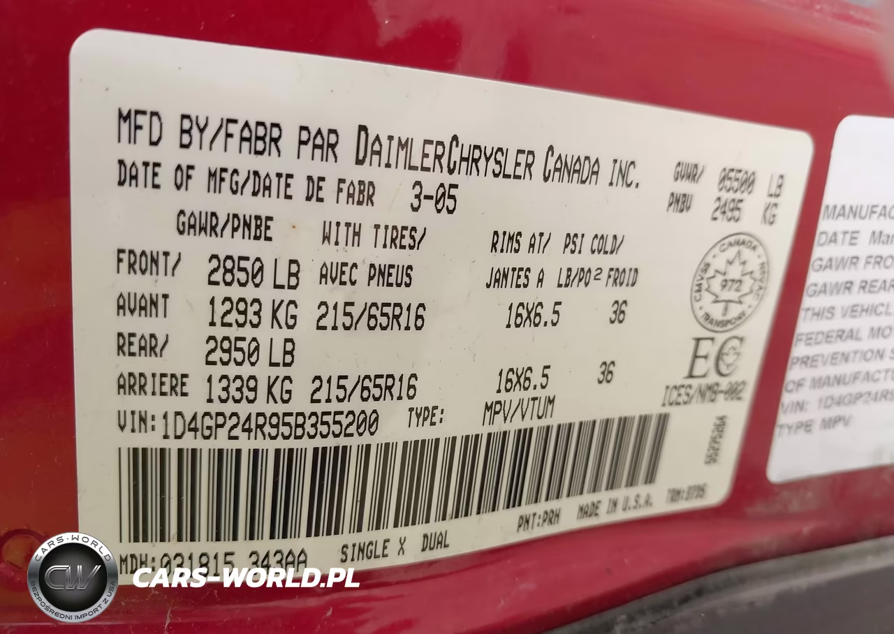 2005 Dodge Grand Caravan VIN:1D4GP24R95B355200 - 9