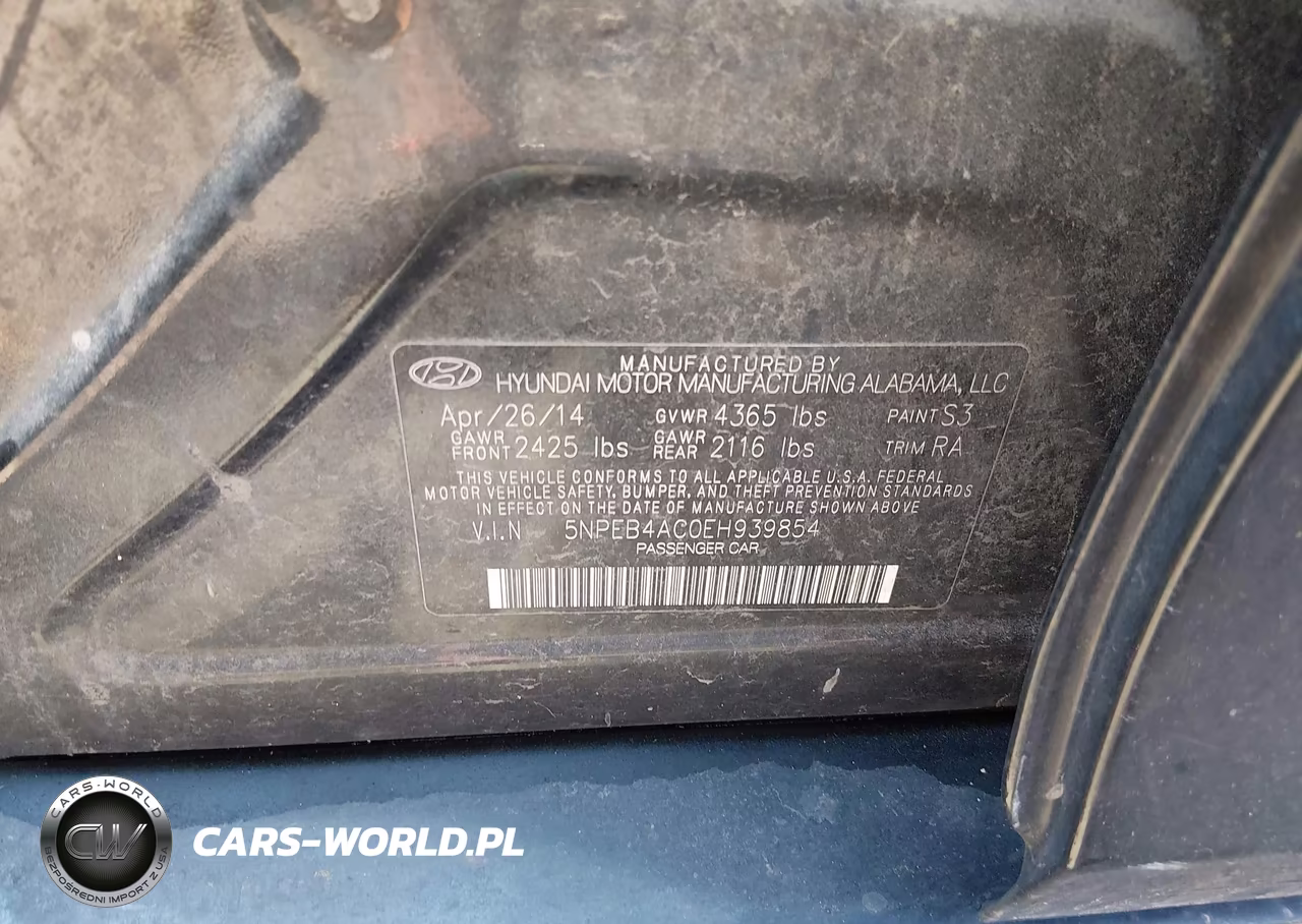2014 Hyundai Sonata Gls VIN:5NPEB4AC0EH939854 - 9