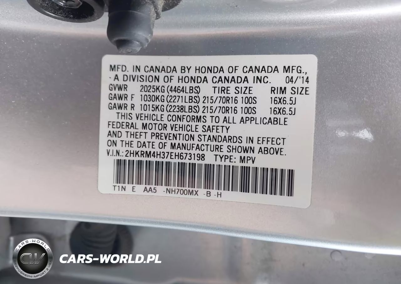 2014 Honda Cr-V Lx VIN:2HKRM4H37EH673198 - 9