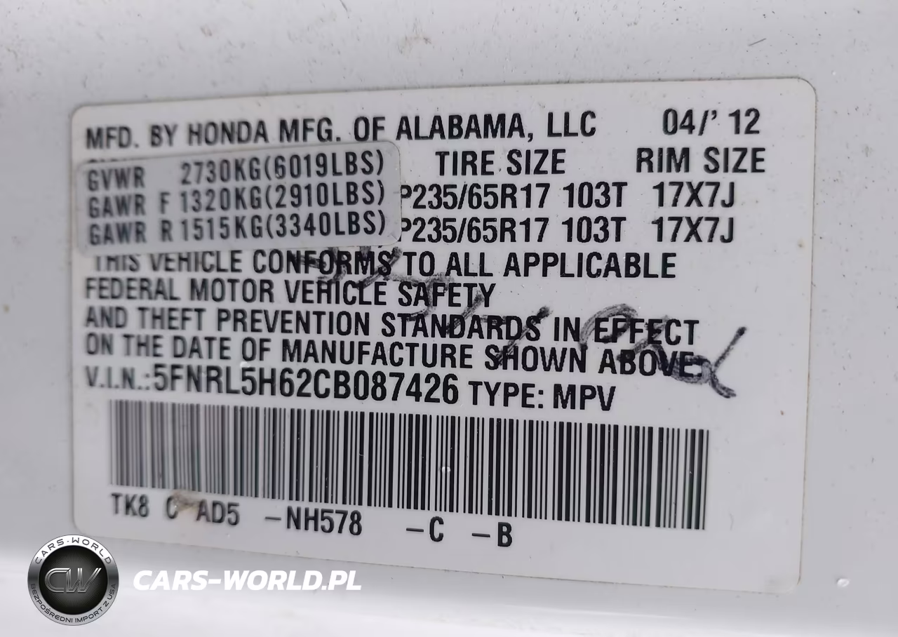 2012 Honda Odyssey Ex-L VIN:5FNRL5H62CB087426 - 9