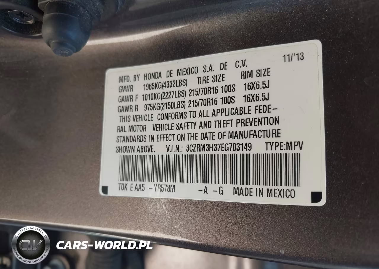 2014 Honda Cr-V Lx VIN:3CZRM3H37EG703149 - 9