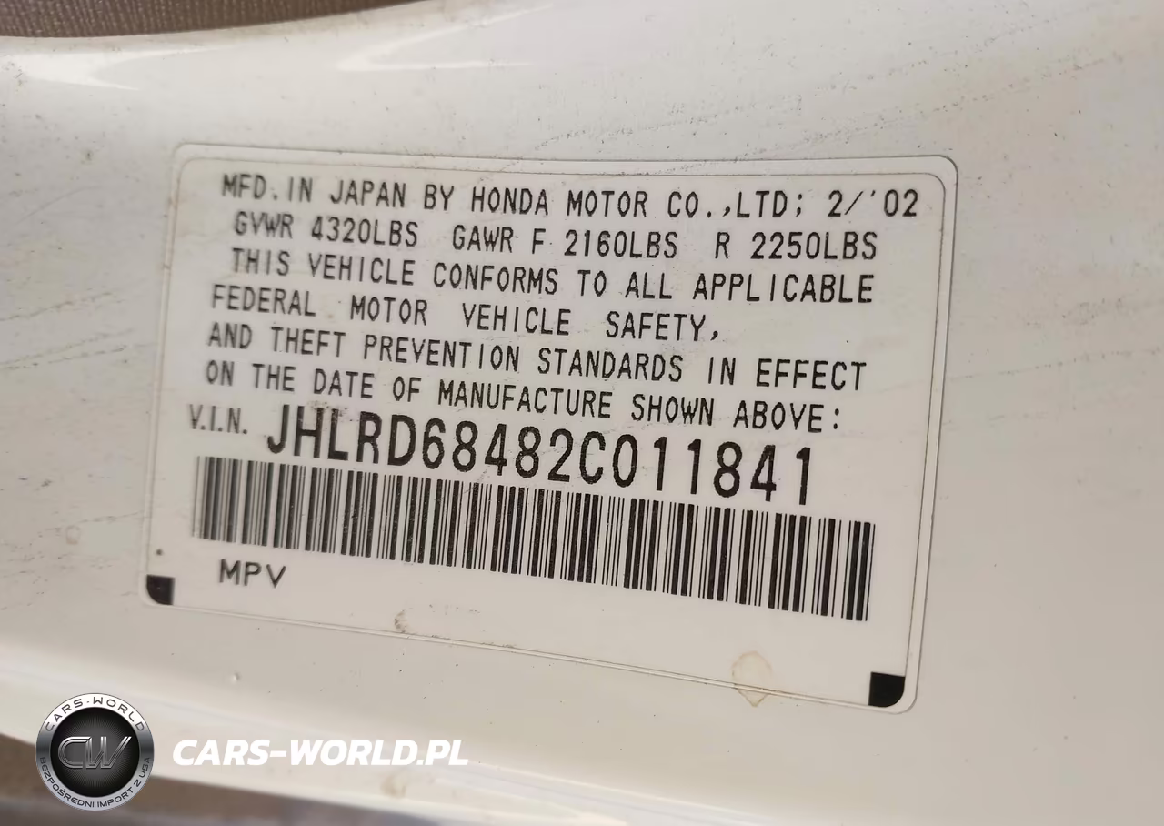 2002 Honda Cr-V Lx VIN:JHLRD68482C011841 - 9