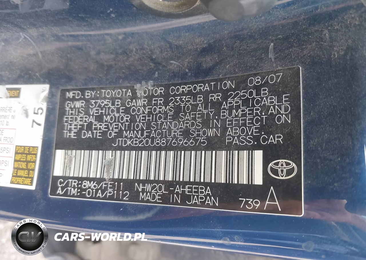 2008 Toyota Prius VIN:JTDKB20U887696675 - 9