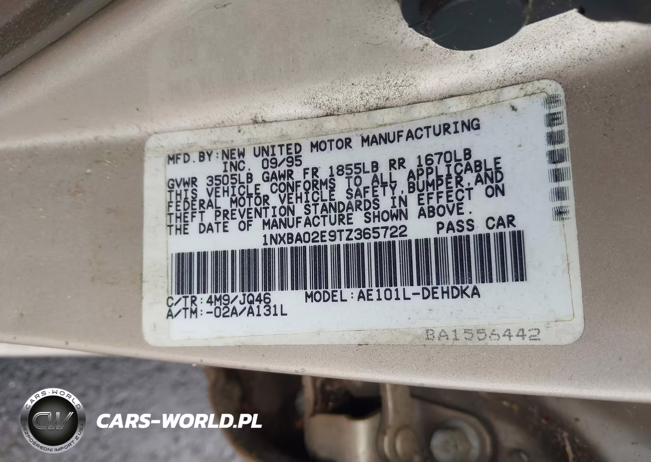 1996 Toyota Corolla VIN:1NXBA02E9TZ365722 - 9
