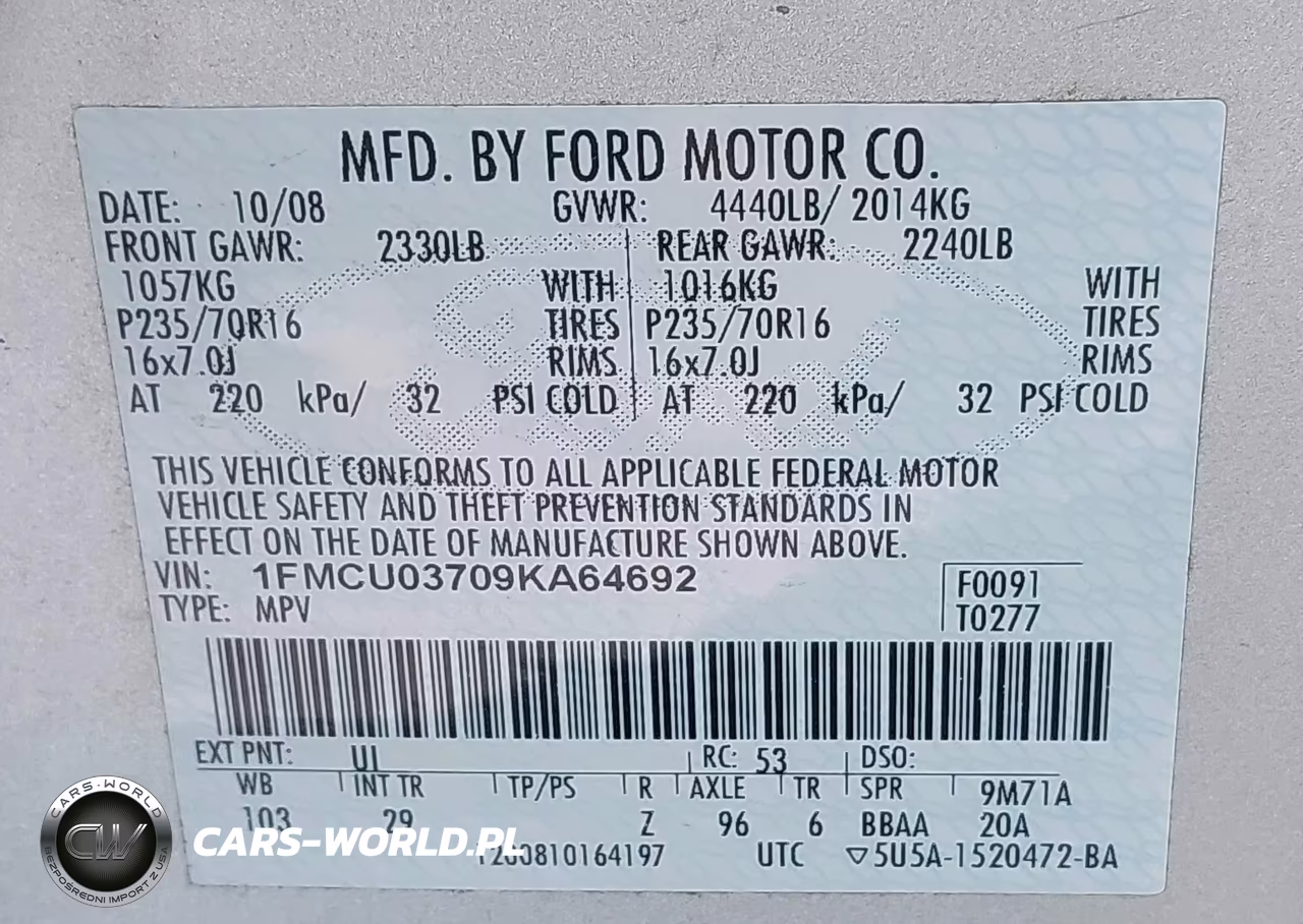 2009 Ford Escape Xlt VIN:1FMCU03709KA64692 - 9