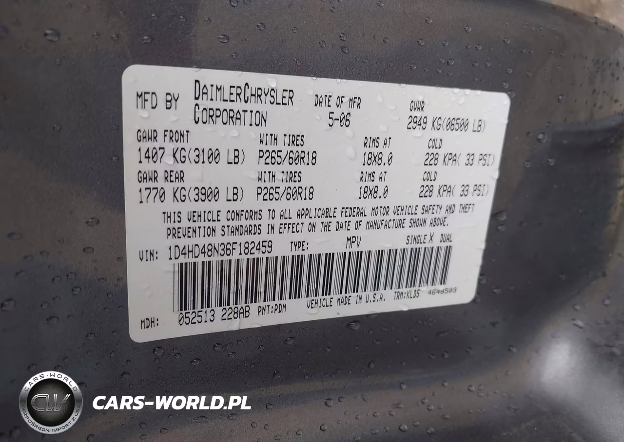 2006 Dodge Durango Slt VIN:1D4HD48N36F182459 - 9
