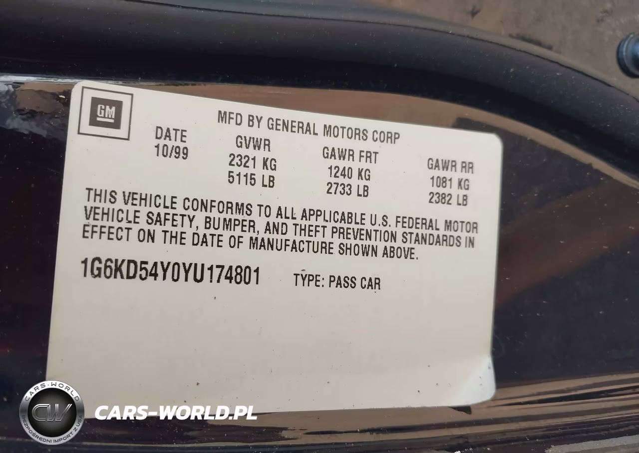 2000 Cadillac Deville Standard VIN:1G6KD54Y0YU174801 - 9