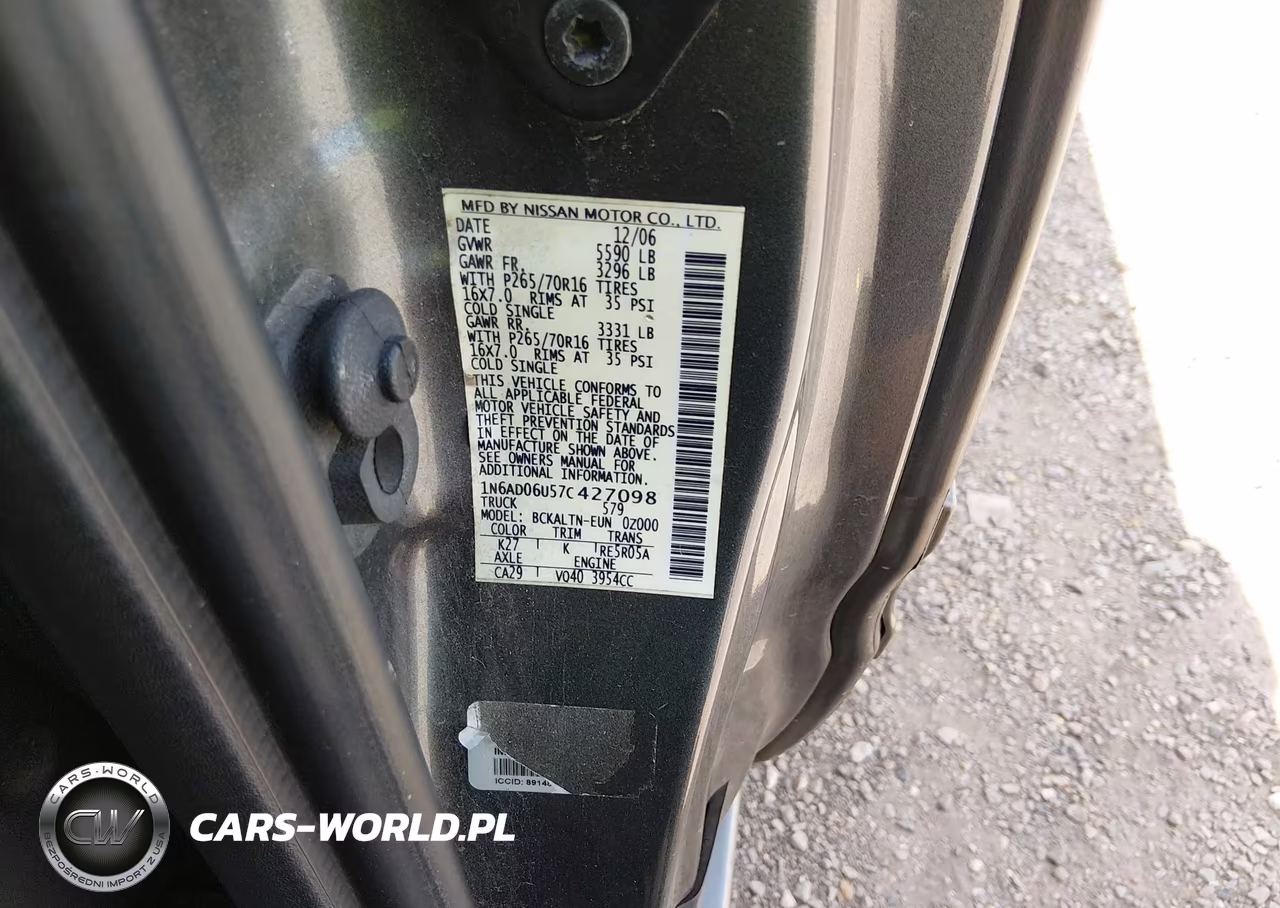2007 Nissan Frontier Se VIN:1N6AD06U57C427098 - 9