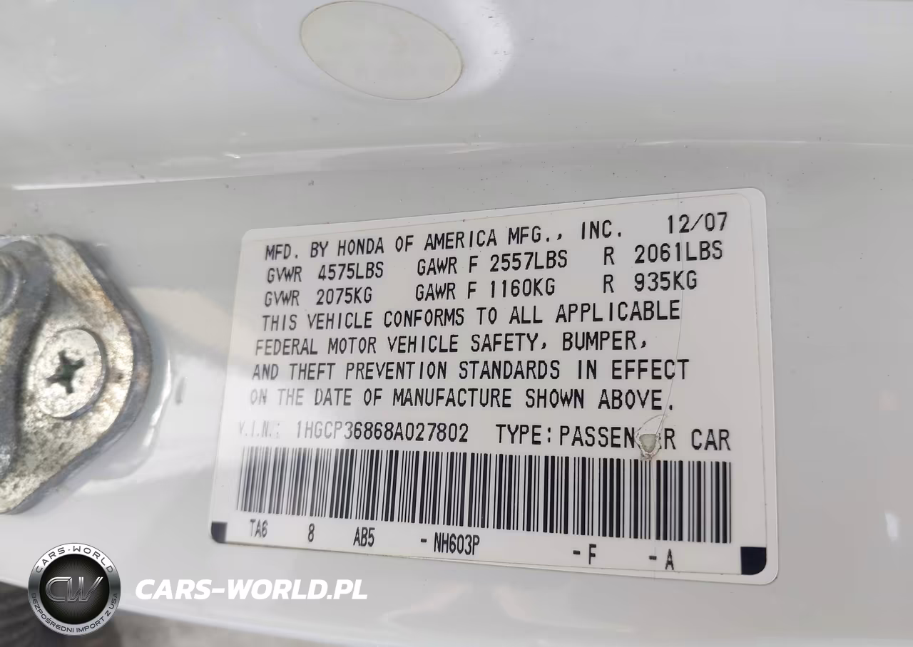 2008 Honda Accord 3.5 Ex-L VIN:1HGCP36868A027802 - 9