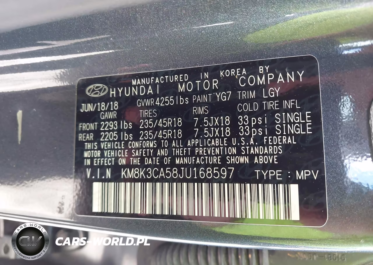 2018 Hyundai Kona Limited VIN:KM8K3CA58JU168597 - 9