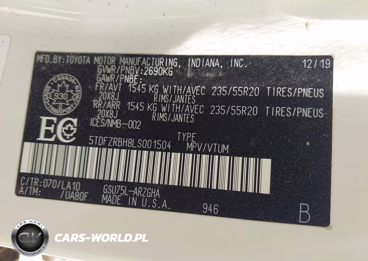 2020 Toyota Highlander Limited VIN:5TDFZRBH8LS001504 - 9