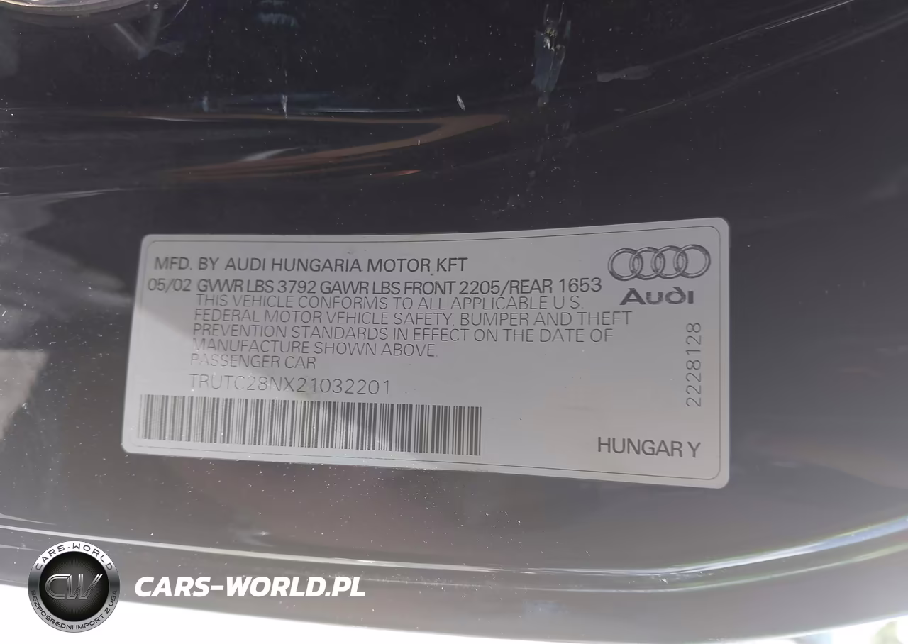 2002 Audi Tt 1.8L VIN:TRUTC28NX21032201 - 9