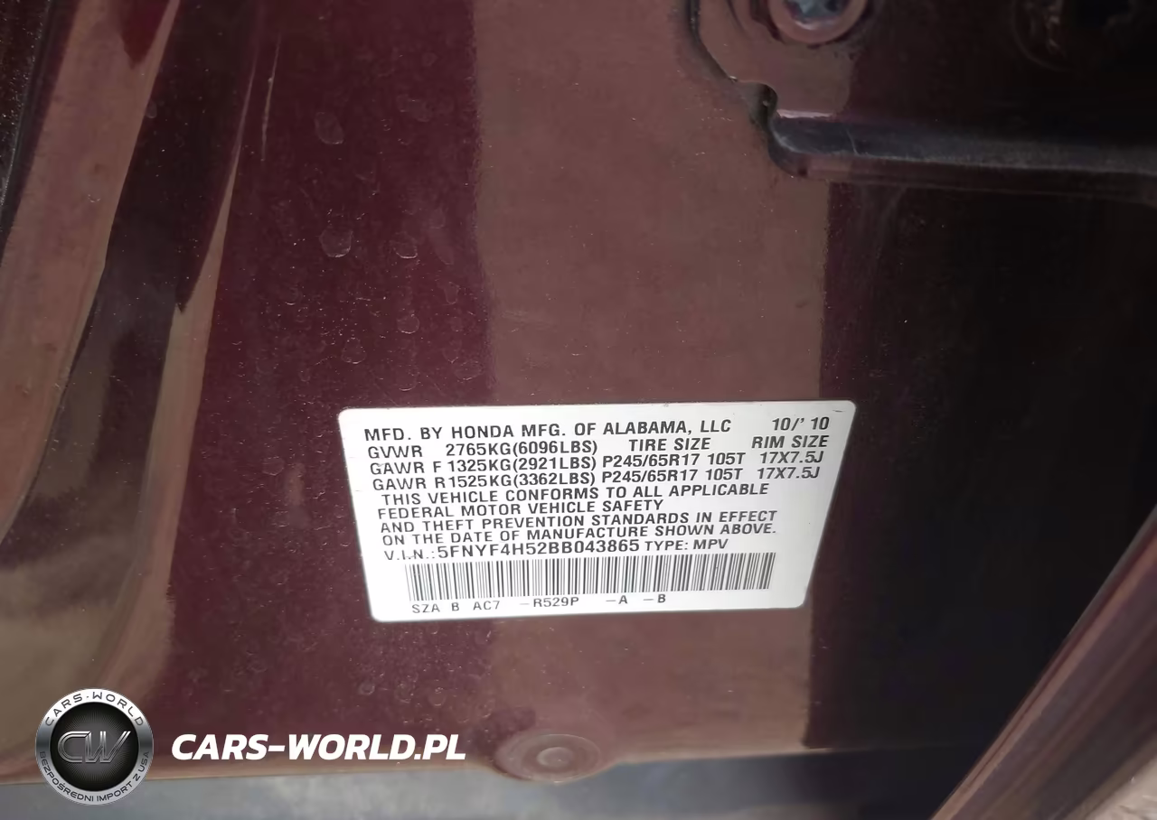 2011 Honda Pilot Ex-L VIN:5FNYF4H52BB043865 - 9