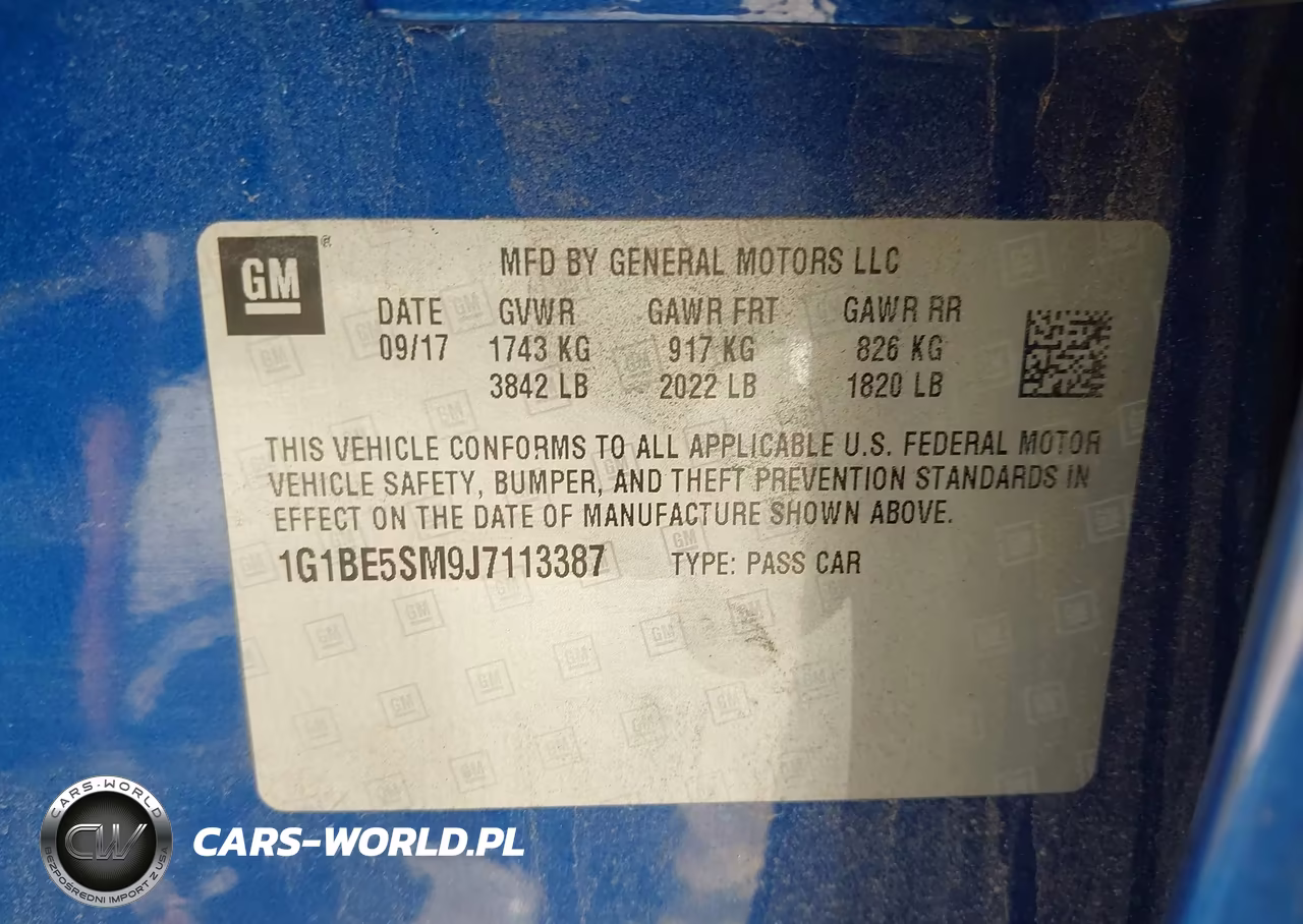 2018 Chevrolet Cruze Lt Auto VIN:1G1BE5SM9J7113387 - 9