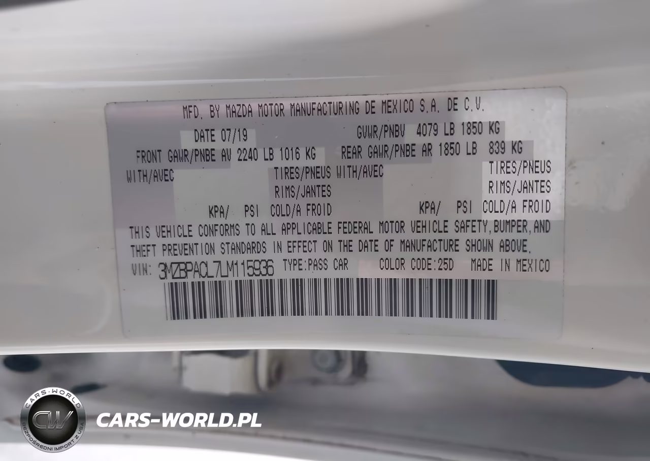 2020 Mazda Mazda3 Select Package VIN:3MZBPACL7LM115936 - 9