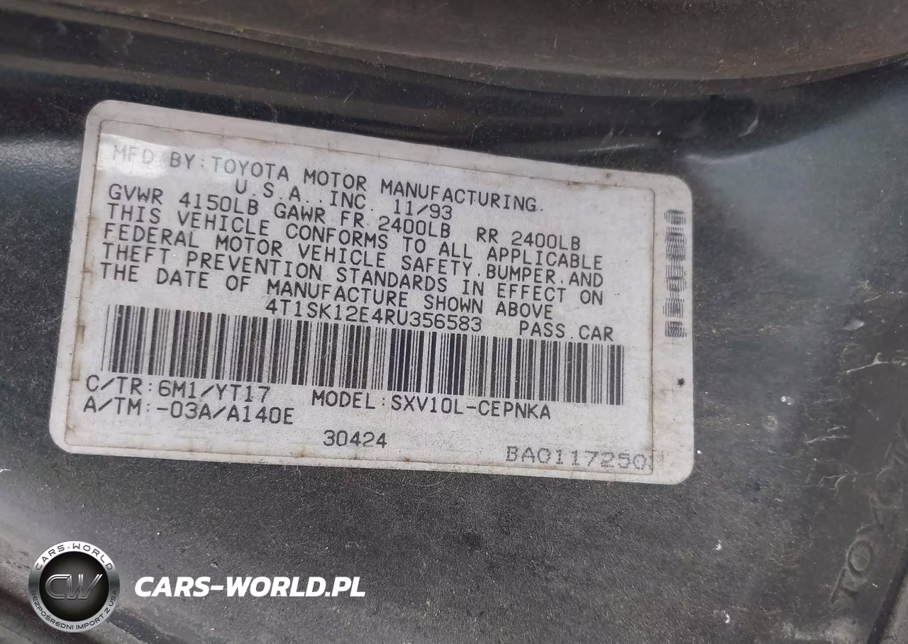 1994 Toyota Camry Le VIN:4T1SK12E4RU356583 - 9