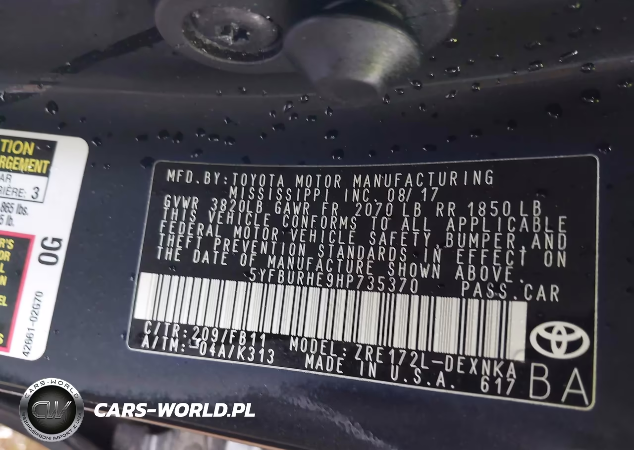 2017 Toyota Corolla Le VIN:5YFBURHE9HP735370 - 9
