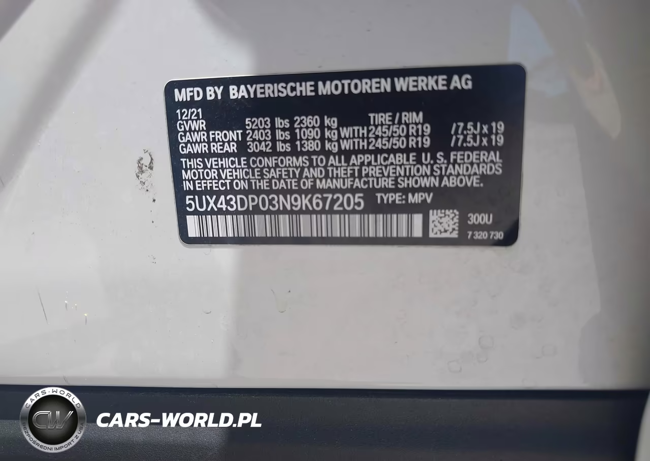 2022 BMW X3 Sdrive30I VIN:5UX43DP03N9K67205 - 9