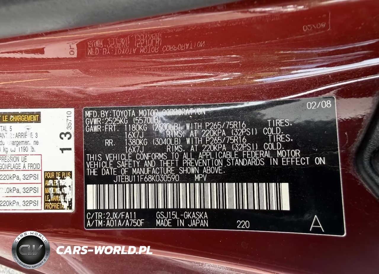 2008 Toyota Fj Cruiser VIN:JTEBU11F68K030590 - 9