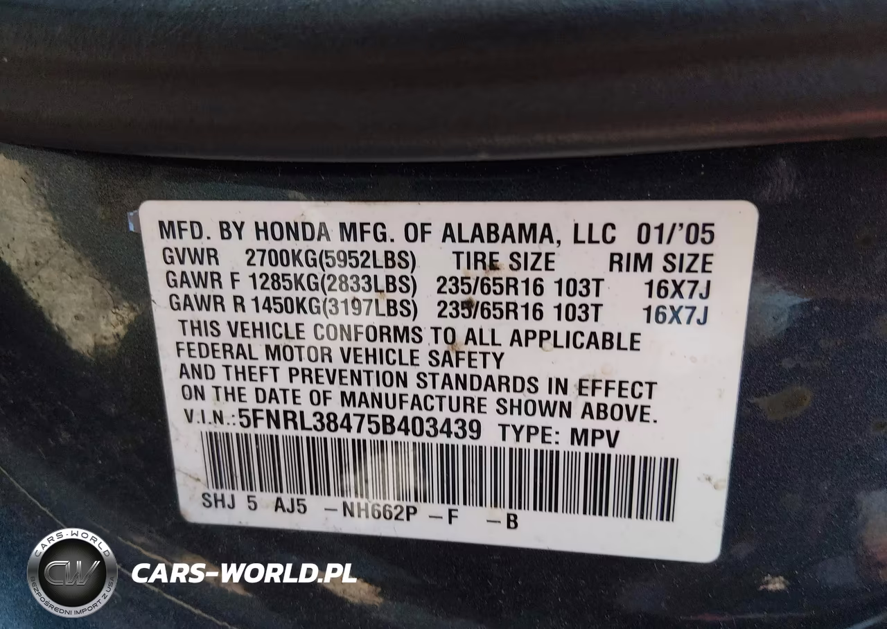 2005 Honda Odyssey Ex VIN:5FNRL38475B403439 - 9