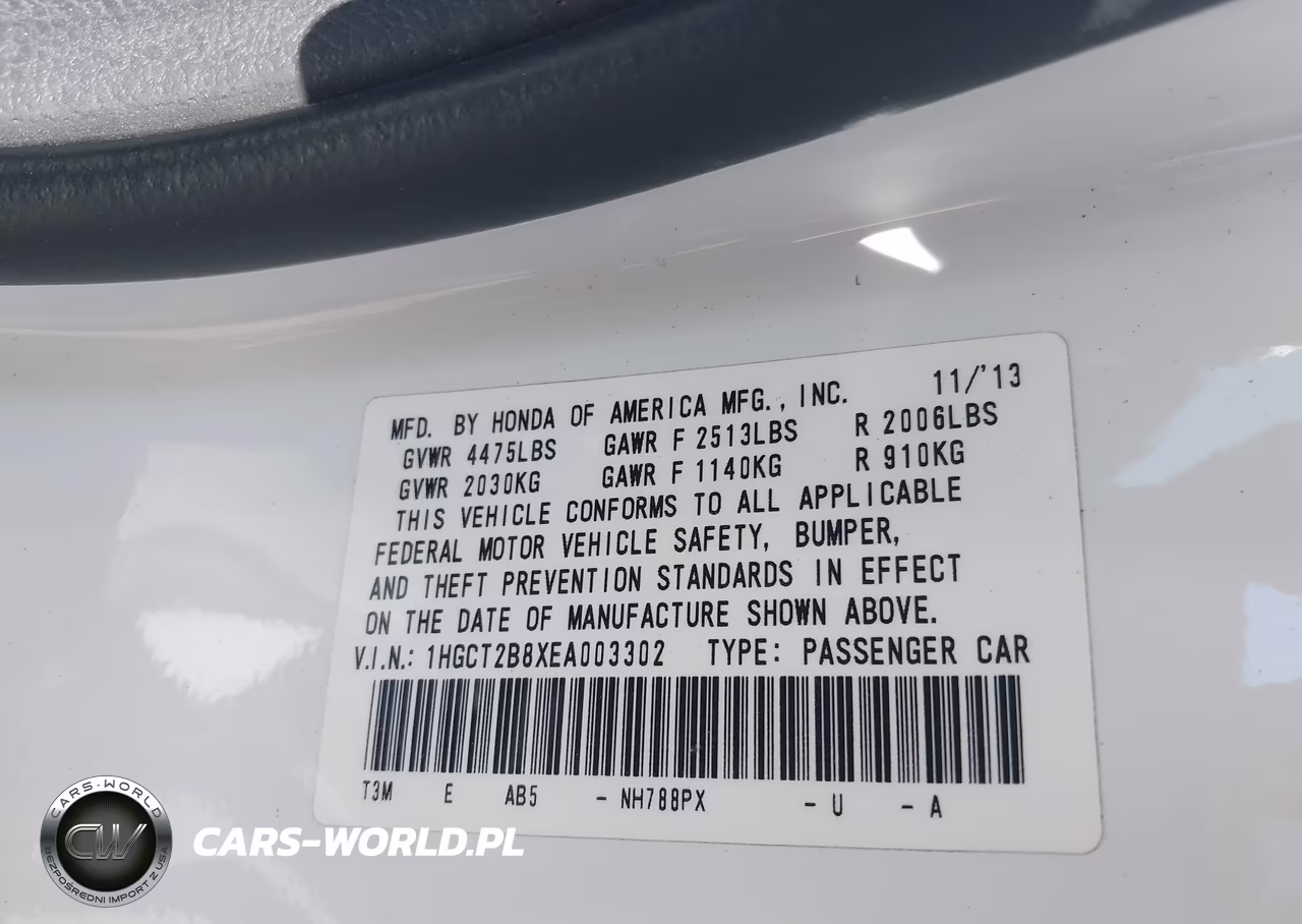 2014 Honda Accord Ex-L V-6 VIN:1HGCT2B8XEA003302 - 8