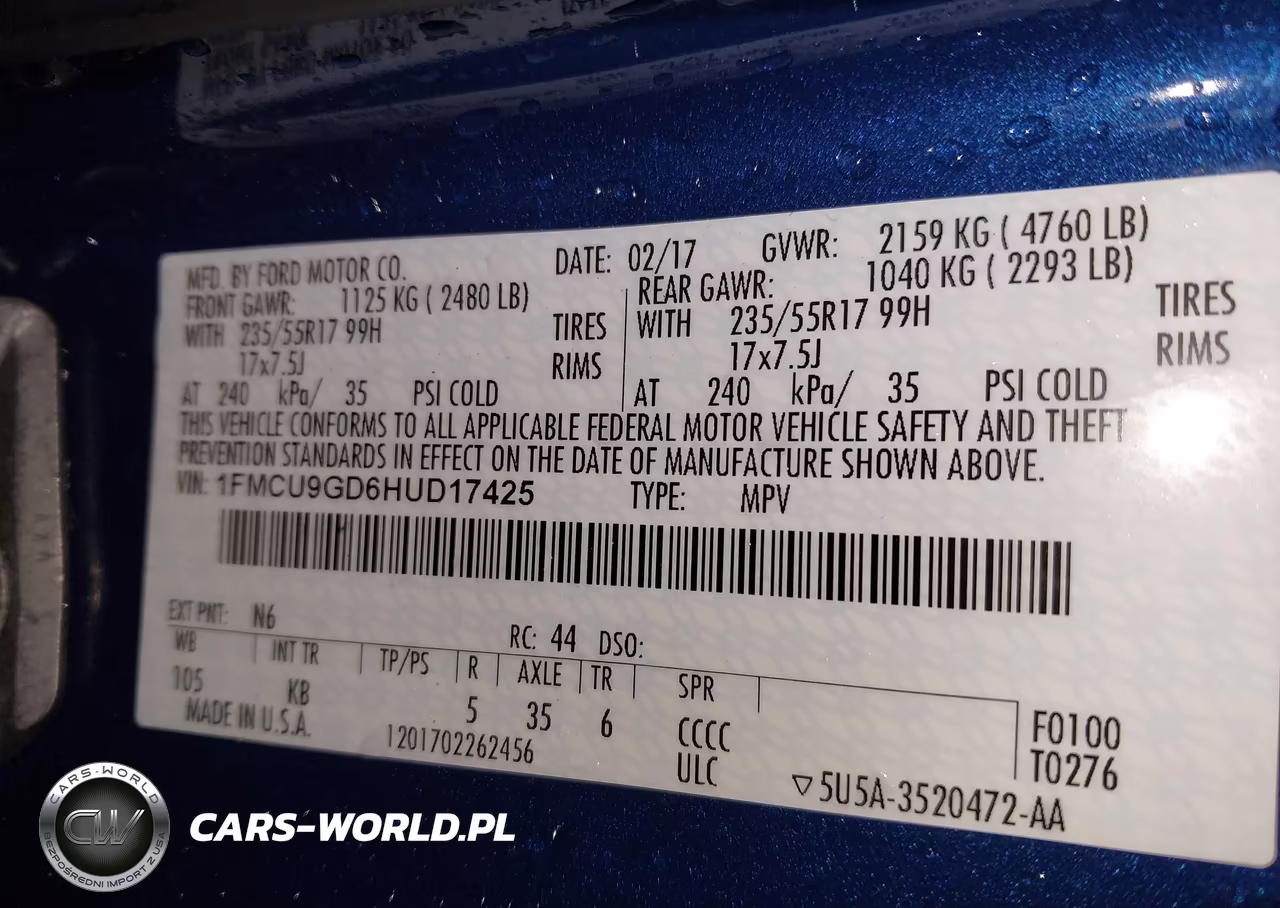 2017 Ford Escape Se VIN:1FMCU9GD6HUD17425 - 9