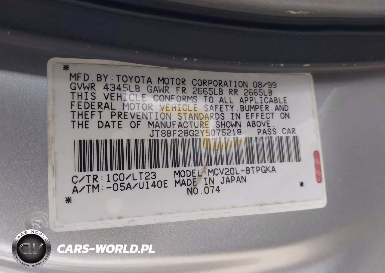2000 Lexus Es 300 VIN:JT8BF28G2Y5075218 - 9