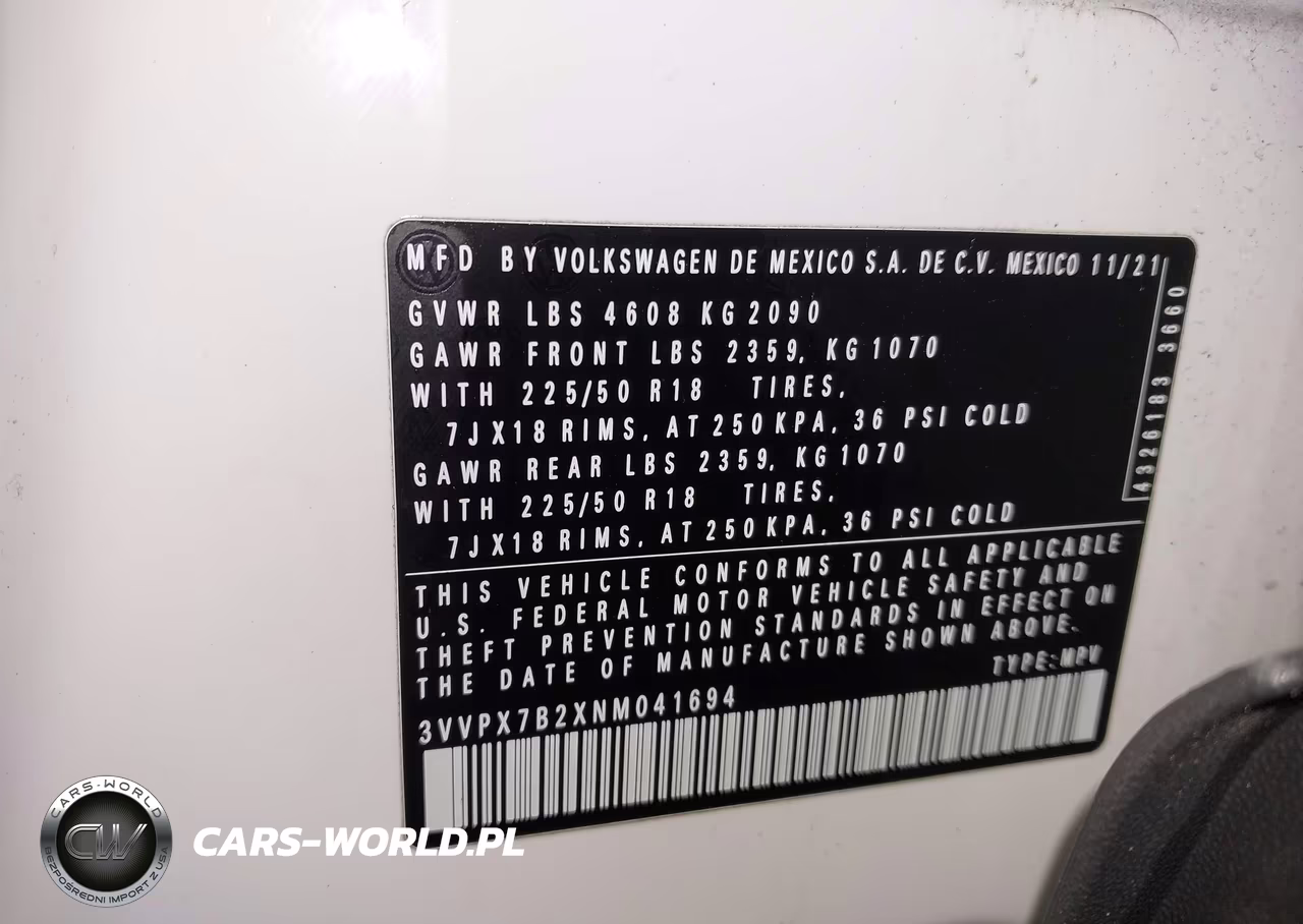 2022 Volkswagen Taos 1.5T Se VIN:3VVPX7B2XNM041694 - 9