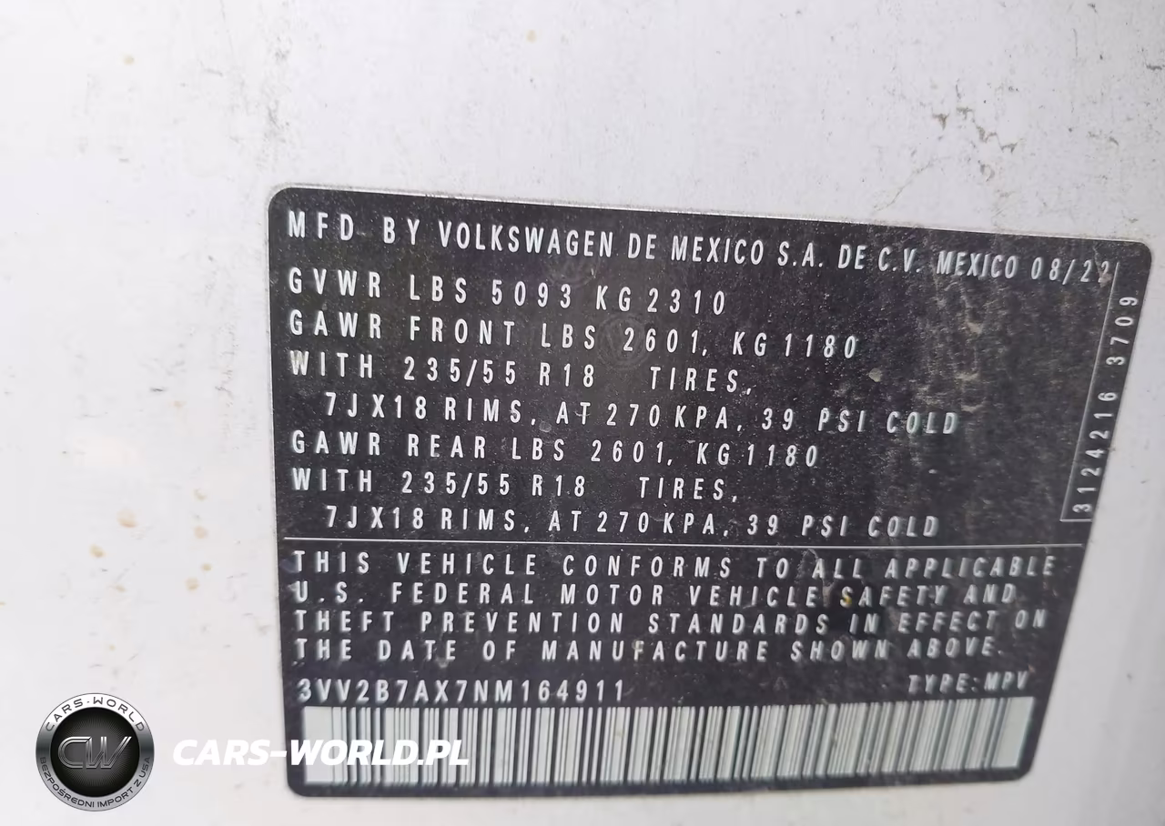 2022 Volkswagen Tiguan 2.0T Se VIN:3VV2B7AX7NM164911 - 9