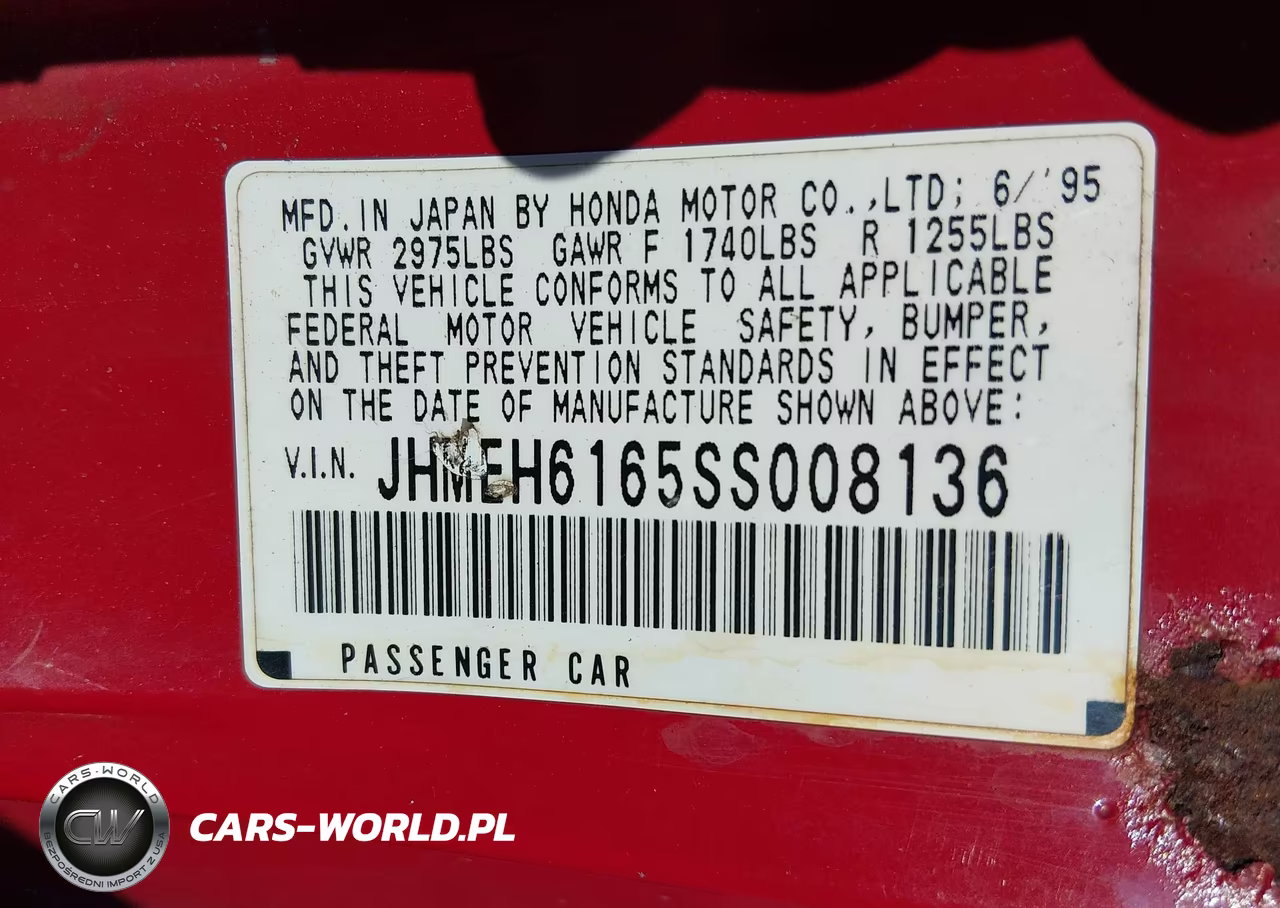 1995 Honda Civic Del Sol Si VIN:JHMEH6165SS008136 - 9