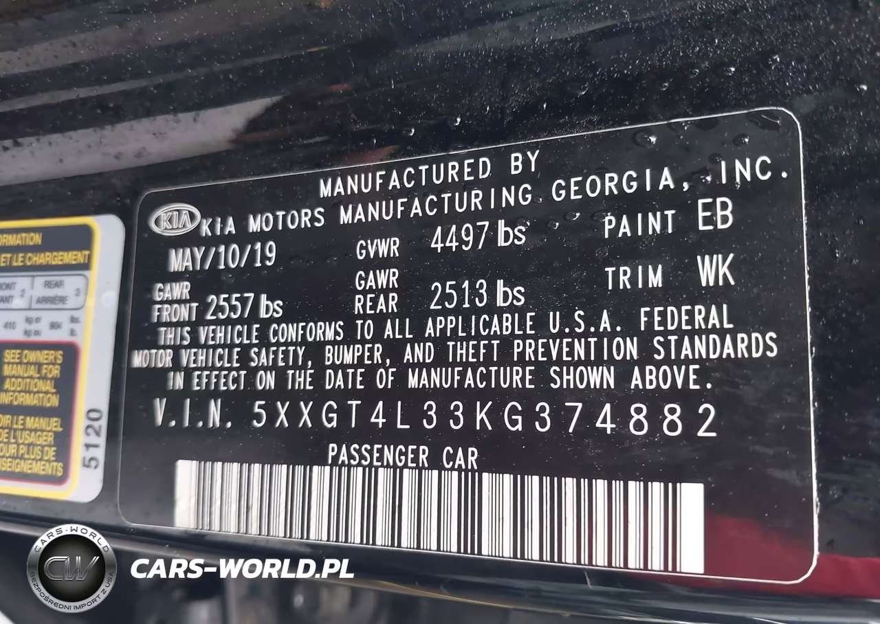 2019 Kia Optima Lx VIN:5XXGT4L33KG374882 - 9