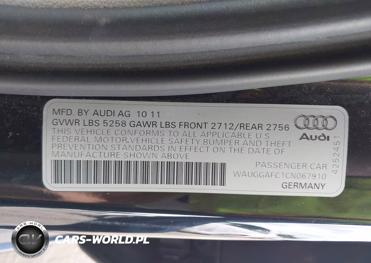 2012 Audi A6 3.0T Premium Plus VIN:WAUGGAFC1CN067910 - 9