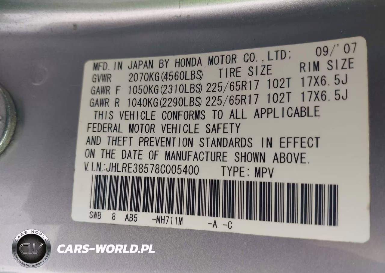 2008 Honda Cr-V Ex VIN:JHLRE38578C005400 - 9