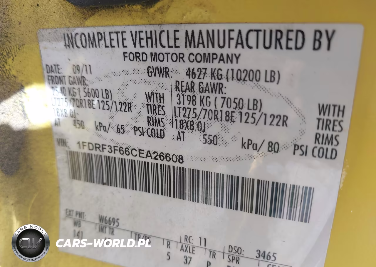 2012 Ford F-350 Chassis Xl VIN:1FDRF3F66CEA26608 - 8
