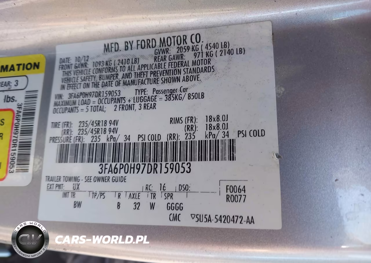 2013 Ford Fusion Se VIN:3FA6P0H97DR159053 - 9