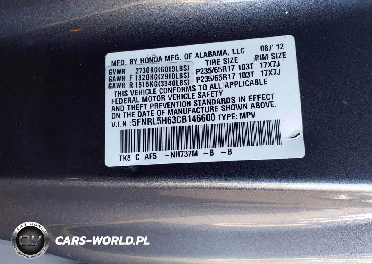 2012 Honda Odyssey Ex-L VIN:5FNRL5H63CB146600 - 9