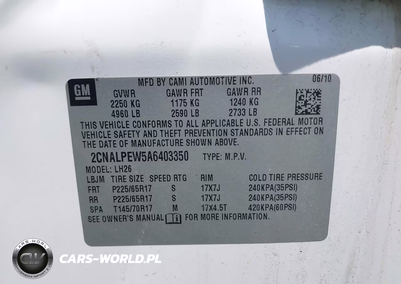 2010 Chevrolet Equinox Lt VIN:2CNALPEW5A6403350 - 9