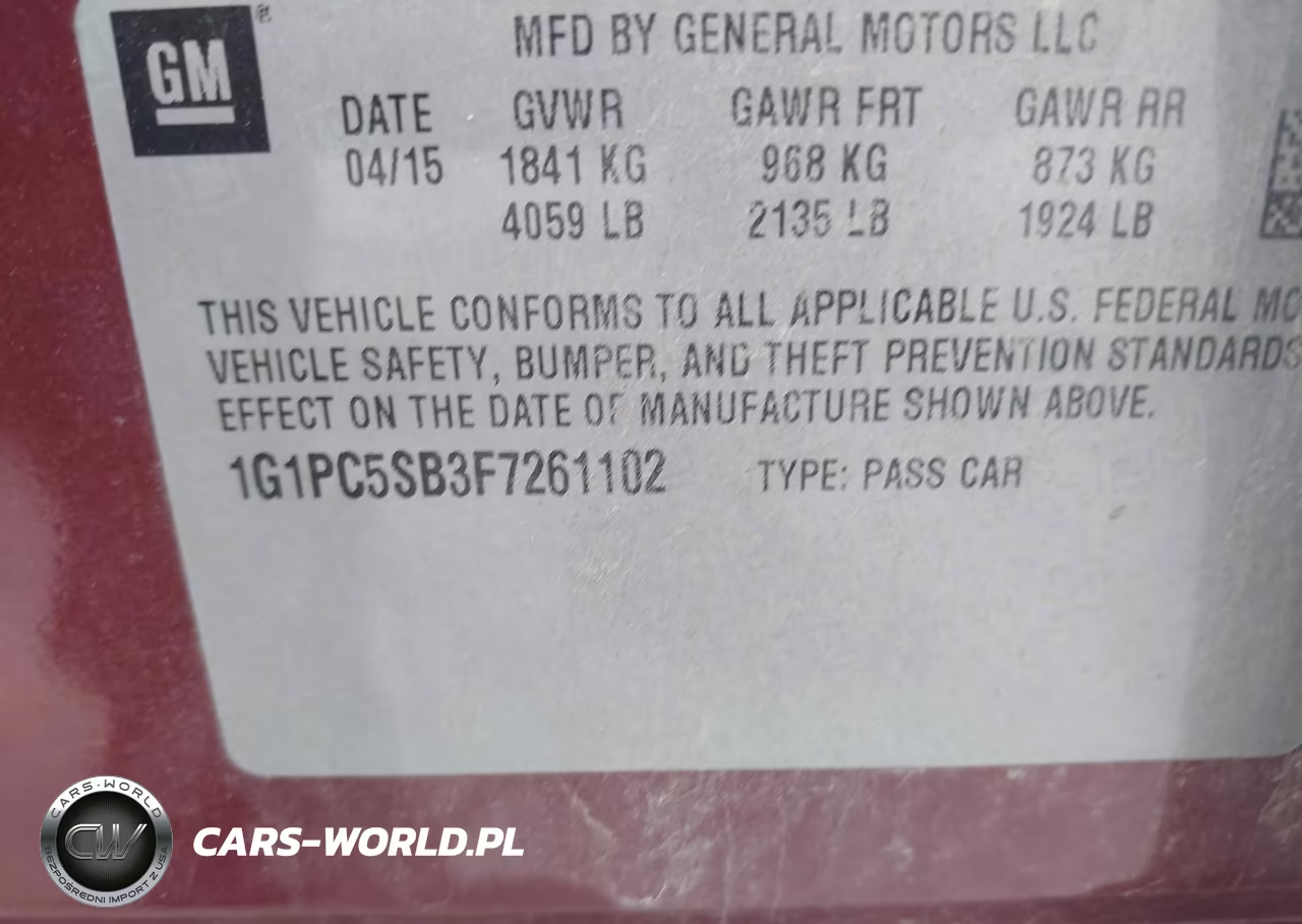 2015 Chevrolet Cruze 1Lt Auto VIN:1G1PC5SB3F7261102 - 9