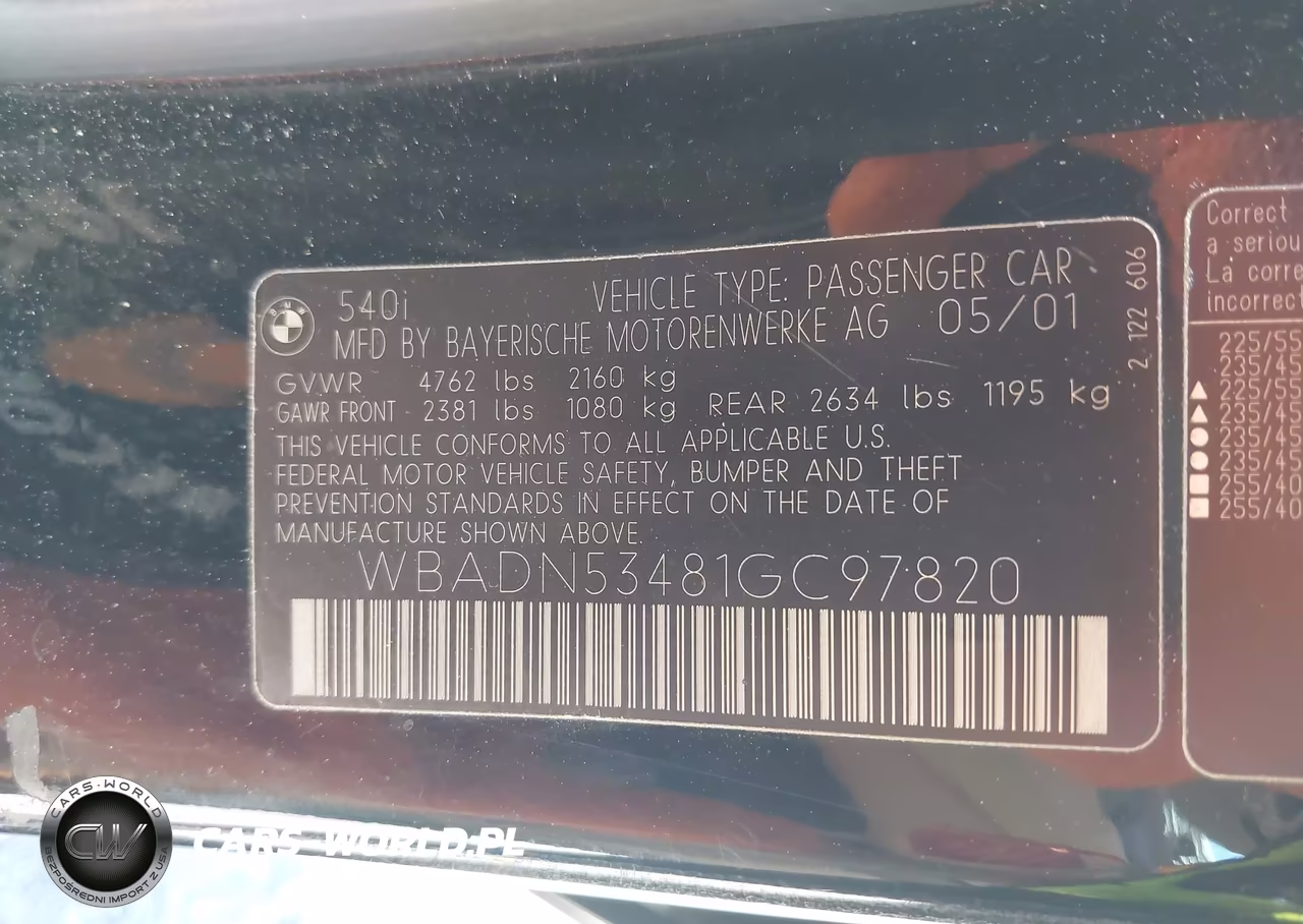 2001 BMW 540I VIN:WBADN53481GC97820 - 9