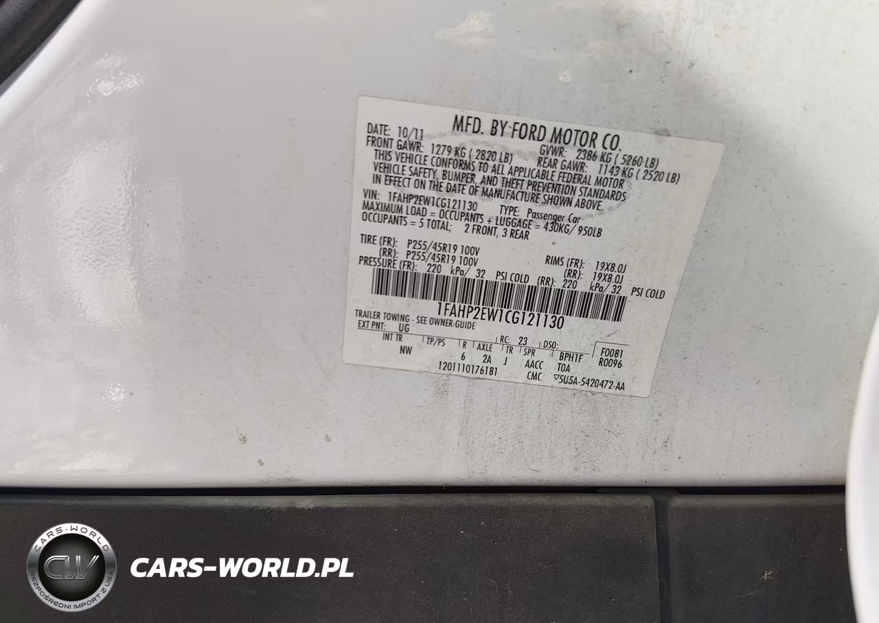 2012 Ford Taurus Sel VIN:1FAHP2EW1CG121130 - 9